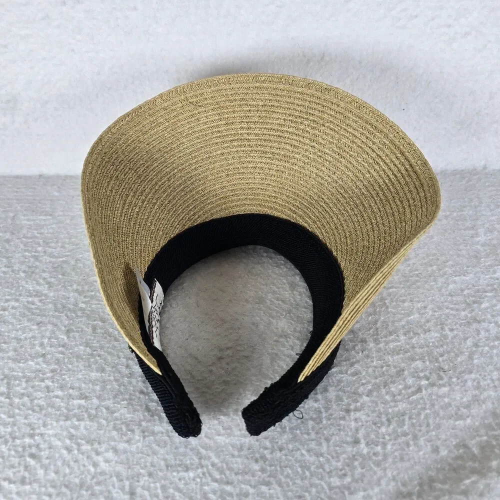 Karen Keith Women’s Straw Visor Hat Beige/Black Lightweight One Size TV89-B